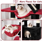 Cat Tree, Multi-Level Gothic Cat Tower for Indoor Cats, Cat Condo with Cat Scratching Post and Board, Cat Hammock, Black and Red GCT011BR