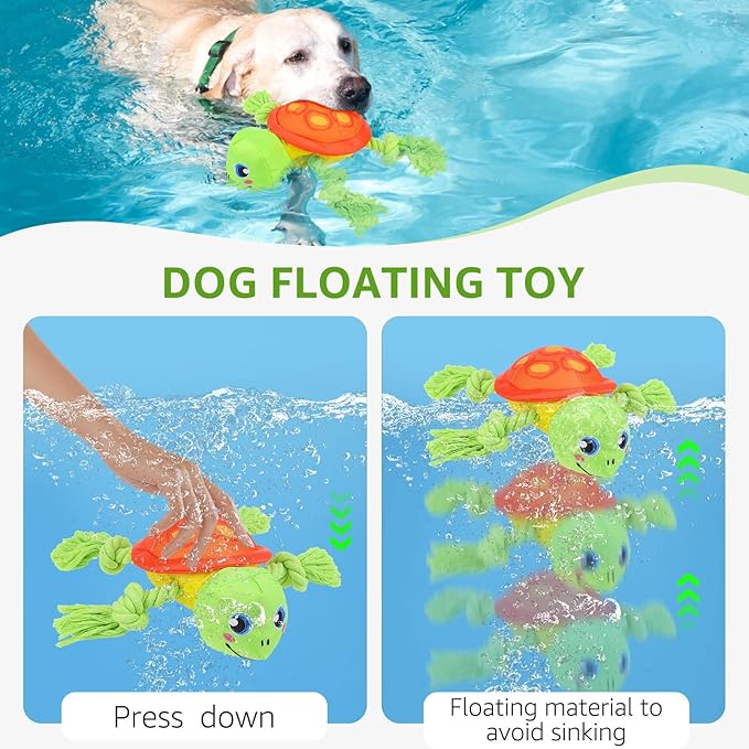 SCENEREAL Turtle Dog Toy - Durable Chew & Fetch Toy for Large Dogs, Floats on Water for Pool, Lake or Beach, Interactive Outdoor Training Retrieving Dummy for Medium Puppies