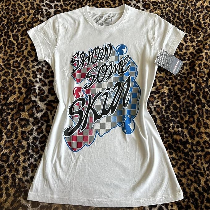 Gothic Tees for Women Y2K Grunge Graphic Short Sleeve Crew Neck T-Shirts 90s Vintage Aesthetic Emo Clothes