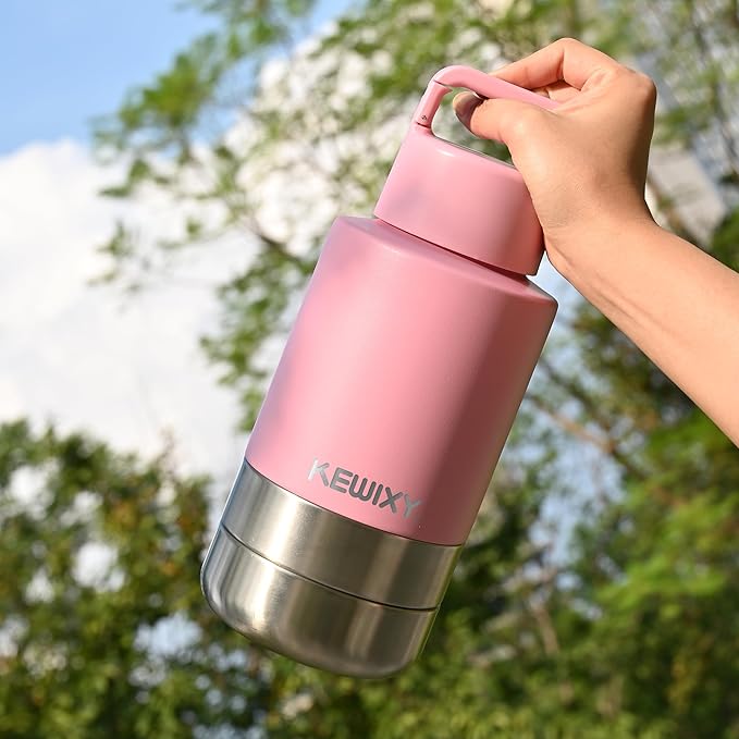 Insulated Dog Travel Water Bottle With Detachable Bowls, 3 In 1 Portable Dog Water Bottle Dispenser, Dog Accessories For Walking, Hiking, Camping, Outdoor (Pink-purple, 32 Oz)