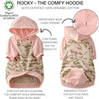 Rocky – The Orginal Lightweight Hooded TEE 100% Organic Cotton Dog Hoodie Pet Coat Sweater for Small, Medium, Large Dogs, Pink Half Camo, Small