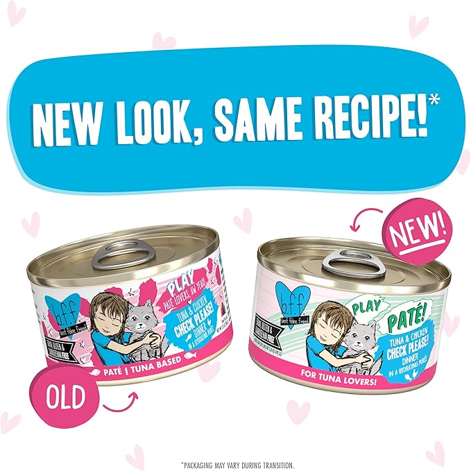 B.F.F. Play - Best Feline Friend Paté Lovers, Aw Yeah!, Tuna & Chicken Check Please! with Tuna & Chicken, 2.8oz Can (Pack of 12)