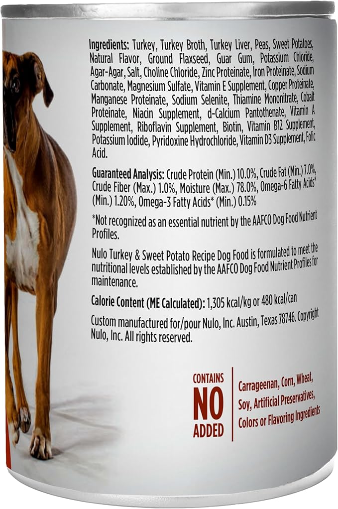 Nulo Grain-Free Turkey & Sweet Potato Recipe Adult Wet Canned Dog Food, 13 Ounce, 12 Cans