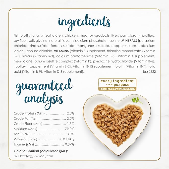 Purina Fancy Feast Senior Wet Cat Food 7 Years Plus Tuna Feast In Gravy Minced - (Pack of 24) 3 oz. Cans