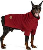 cyeollo Dog Sweater Knitwear with Leash Hole Turtleneck Pullover Sweaters Fall Winter Dog Clothes Sweaters for Large Dogs, Burgundy XXXL