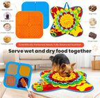Petcare Dog Snuffle Mat and Lick Mat Set, Interactive Enrichment Dog Puzzle Toy for Puppy Small Medium Dogs Cats Rabbits, Cognitive Sniff Foraging Mats Mental Stimulation Treat Game Slow Feeder Mats