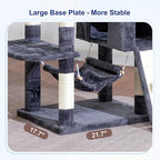 Cat Tree for Indoor Cats, 71'' (180cm) Multi-Level Cat Tower for Large Adult, Sturdy Cat Tree House with 2 Scratching Boards 7 Posts, 2 Plush Perches/Condos, Hammock, Smoky Gray GCT032G