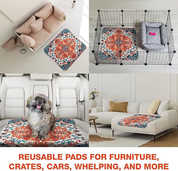 PUPIBOO Washable Pee Pads for Dogs and Cats - Super Absorbent Reusable Puppy Training Pads - 100% Waterproof, Leak-Proof & Non-Slip Whelping Pads for Pet Housebreaking