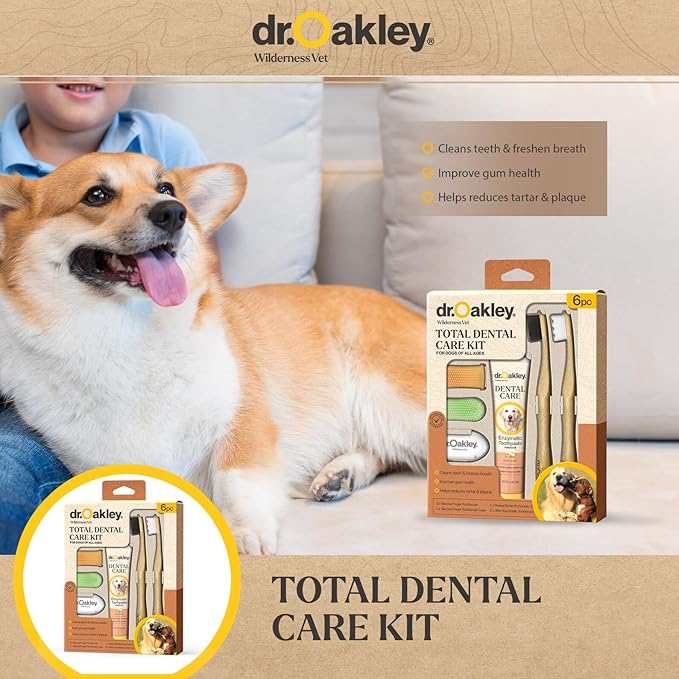 Total Dental Care Kit for Dogs: Peanut Butter Flavor - Toothpaste, Brushes, and Case, Natural