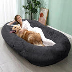 JOLLYVOGUE Human Dog Bed for Adults and Pets, Ultra-Soft Plush Giant Dog Bed with Egg Crate Foam, Non-Slip Base, and Machine Washable Cover - Ideal for Relaxation and Napping, Dark Grey