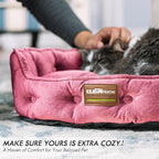 ClevaHome Cat Dog Bed for Small Pets up to 15lbs - Round Cat Beds for Indoor Cats, Machine Washable Comfortable Pet Bed for Puppy and Kitten with Non-Slip Bottom (Plum Pink)