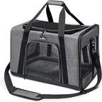 Pet Carrier for Medium Large Cats and Dogs, Dog Carrier Travel Bag with Adequate Ventilation, 5 Mesh Windows, 3 Entrance, Locking Safety Zippers, Padded Shoulder and Carrying Strap, Large