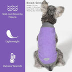 cyeollo 2 Pack Fleece Dog Sweater Pullover Sweatshirt Reflective Lightweight Dog Clothes for Small Dogs Girl Pet Apparel Purple, Grey, L