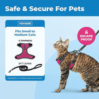 Voyager Escape-Proof Step-in Lock Cat Harness & 5ft Neoprene-Handle Leash Set All-Weather Mesh with Reflective Stitching for Small to Large Cats by Best Pet Supplies, Black Trim-Fuchsia (327), S