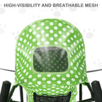 MoNiBloom 4 Wheels Pet Stroller, Easy-Fold Umbrella Shaped Dog Cat Jogger Stroller w/Storage Bag & Visible Mesh for Small/Medium Dogs Cats Lawn Green Polka Dots