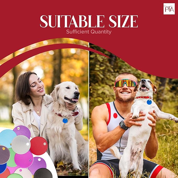 [Press TX Art] Multicolor Blank Discs Aluminum Tag Anodized Aluminum Stamping Blanks for DIY Decorative Craft Pet Dog ID Tags Blank with Ring (Round)