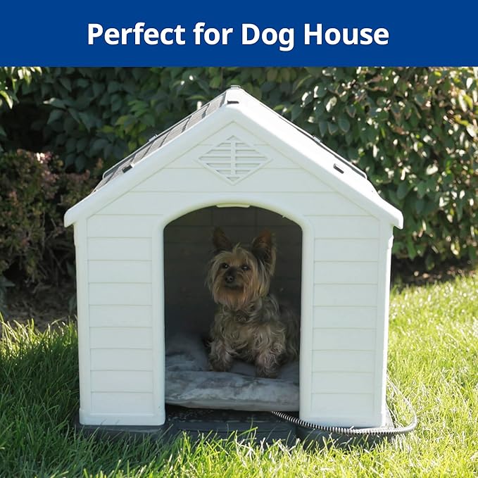 Outdoor Heated Dog Bed, Soft Pet Heating Pad with Steel-Wrapped Cord, Outside Pet Warmer for Feral Cats and Dogs, 35.4" x 23.6", 80 Watts