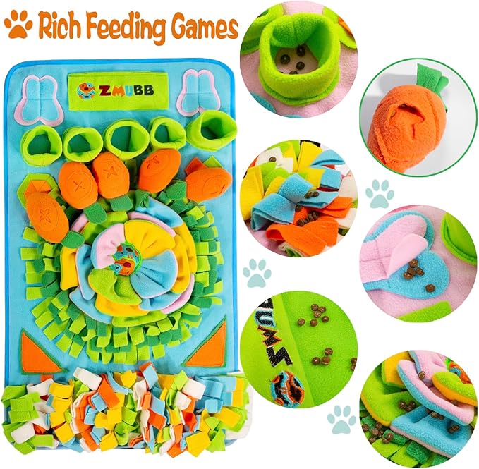 Pet Snuffle Mat for Dogs Sniff Mat Nosework Feeding Mat Slow Feeder Interactive Dog Puzzle Toys for Training and Stress Relief Encourages Natural Foraging Skills (31''x19''（Blue）)