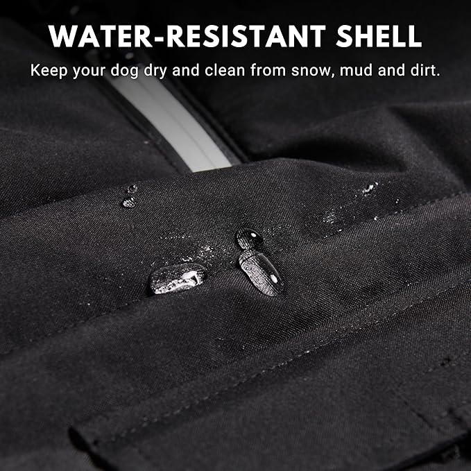 Spark Paws Dog Winter Jacket, Water-Resistant Coat, Warm Reflective Windproof Fleece-Interior, for Medium and Large Dogs - Black - XL