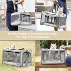 Pet Carrier for Large Cat Soft-Sided Animal Traveling Bag for Medium Cat up to 20lbs / Washable Small Dog Puppy 10 lbs Crate Case with Privacy Curtains for Home Outdoor Travel Beige White