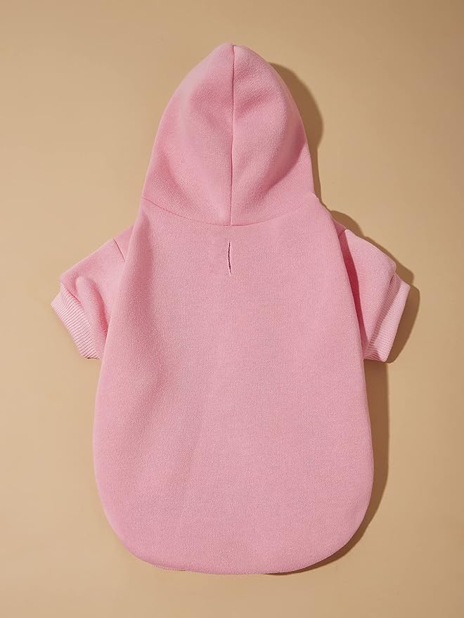 QWINEE Basic Dog Hoodie Sweatshirt Puppy Sweater Warm Cat Costumes Pet Clothes for Chihuahua Puppy Kitten Small Medium Dogs Light Pink Large