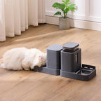 Gravity Cat Feeder and Water Dispenser, 2 in 1 Automatic Cat Feeder with 180 Degree Rotatable, 2 Pack Large Capacity Self Feeding for Small Medium Dog Puppy Kitten, Grey, 0.8 Gallon x 2