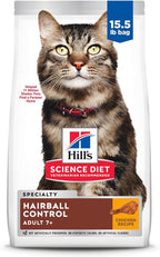 Hill's Science Diet Hairball Control, Senior Adult 7+, Hairball Control Support, Dry Cat Food, Chicken Recipe, 15.5 lb Bag