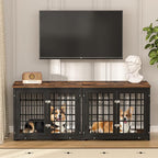 32 Inch Heavy Duty Dog Crate Furniture for Medium and Small Dogs, Decorative Pet House End Table, Wooden Cage Kennel Furniture Indoor, Rustic Brown