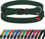 Breakaway Cat Collar Leather with Removable Bell - 13 Colors Available - Soft Adjustable Girl Boy Safety Lightweight Pet Kitten Collars Pink Brown Blue Green Red Orange Black (Emerald)