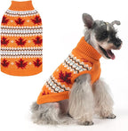 KOOLTAIL Cable Knit Dog Sweater Turtleneck, Cold Weather Pullover Classic Knitwear, Thick Warm Winter Pet Clothes, Fall Maple Leaves Thanksgiving Dog Sweater for Small Medium Large Dogs Cats, Orange M