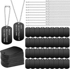 Yinkin 200 Pcs Personalized Military Dog Tags Set Including 100 Pcs Aluminum Blank Dog Tags for Engraving 100 Ball Steel Chain Rectangle Metal Blank Stamping Label for DIY Craft(Black)