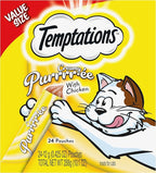 Temptations Creamy Puree Squeezable Lickable Wet Cat Treats with Chicken, 0.42 oz. Tubes, 24 Count
