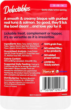 Hartz Delectables Lickable Treat Bisque Wet Cat Treat with Real Tuna & Salmon, Food Topper, Hydrating, Grain-Free, No Fillers, No by-Products, No Added Preservatives, 1.4oz Pouch, 12ct