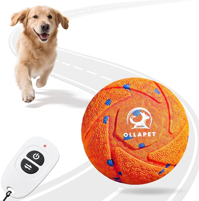 Smart Interactive Dog Toy Ball - Auto Bouncing & Rolling, Chew-Resistant E-TPU Material, 3 Interactive Modes, IPX7 Waterproof, Smart Chase Pet Toy Ball for Medium and Large Dogs (Orange)
