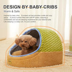 Jiupety Cat Beds for Indoor Cats, Cat Cave Bed and Kitten Bed, Hideway Cat House for Cat & Small Dog with Anti-Slip Bottom, Washable Removable Cushion, L(19"x17"x16"), Green.