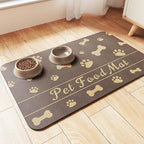 Pet Feeding Mat-Absorbent Pet Placemat for Food and Water Bowl, with Waterproof Rubber Backing, Quick Dry Water Dispenser Mat for Dog and Cat (17"x27", Brown)