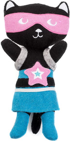 Jax & Bones Squeaky Dog Toys - 11" Tough Wool Squeak Toy for Dogs - Reinforced Seams for Moderate Chewers | Kicky The Cat