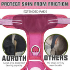 Auroth Tactical Dog Harness for Large Dogs No Pull Adjustable Pet Harness Reflective K9 Working Training Easy Control Pet Vest Military Service Dog Harnesses Rose Red S