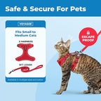 Voyager Escape-Proof Step-in Lock Cat Harness & 5ft Neoprene-Handle Leash Set All-Weather Mesh with Reflective Stitching for Small to Large Cats by Best Pet Supplies, Red (327), S