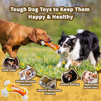 Dog Toys for Aggressive Chewers, Indestructible Dog Chew Toy for Large Dogs, Tough Dog Toys to Keep Them Busy for Small Medium Large Breed, Dog Chew Bone Toy, Bacon Flavor (Orange Bone)