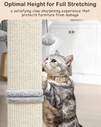 Cat Scratching Post, 33Inch Tall Cat Scratch Post for Indoor Cats Adults and Kitten, Sisal Cat Scratcher with Hanging Balls (Grey)