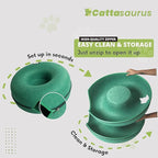 CATTASAURUS Peekaboo Cat Cave for Multiple & Large Cats Up to 30-45 Lbs, Scratch Detachable & Washable Tunnel Bed, Comfy Donut Cat Cave (Forest Green, Large)