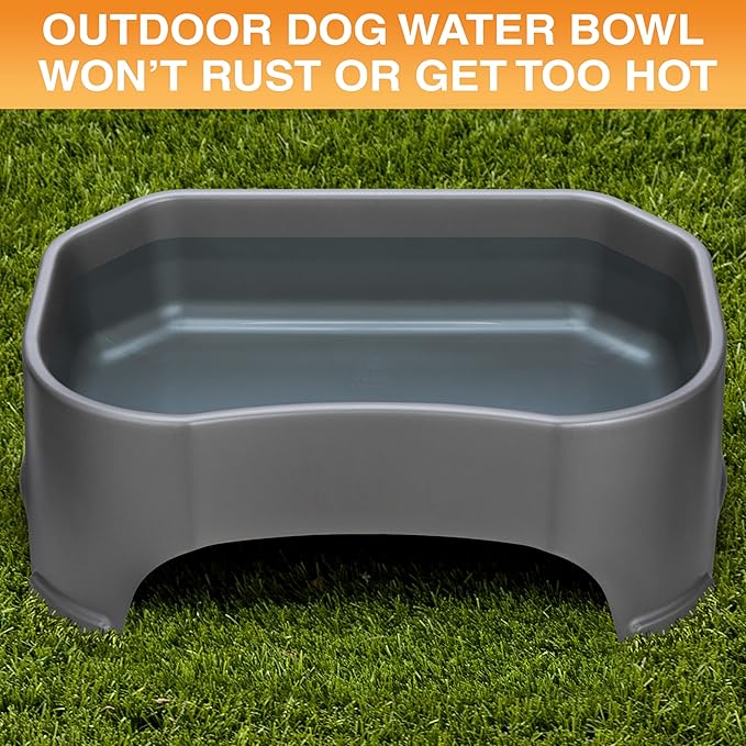 Neater Pet Brands Extra Large Water Bowl for Dogs, Outdoor Dog Water Bowl (2.25 Gallon Extra-Large Capacity), Big Trough Style Food Dish for Indoors or Outside, No Spill Large Dog Bowls, Gunmetal Grey