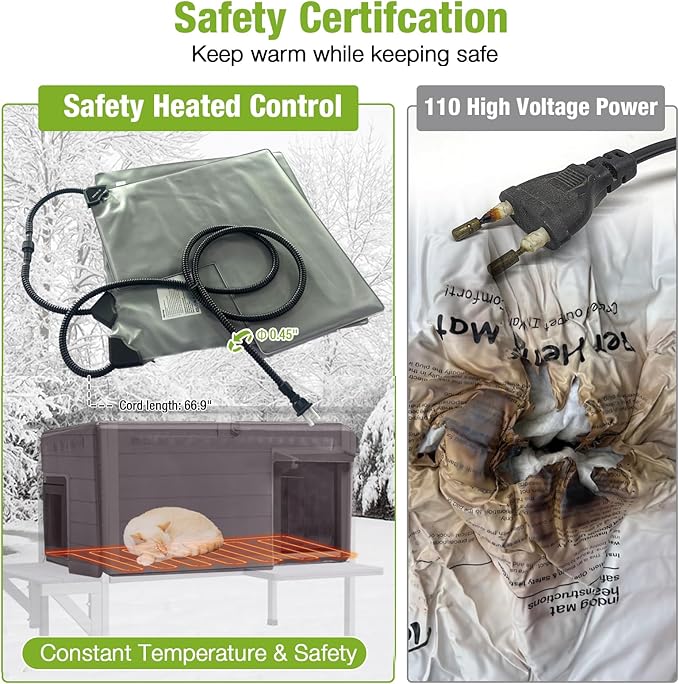GUTINNEEN Heated Cat House for Outside Outdoor Cat House Insulated Weatherproof Feral Cat Shelter with Heater and Insulated Liner