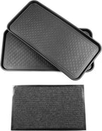 2 Pack Multi-Purpose 30x15 Tray with a Bonus Doormat for Boots, Shoes, Plants, Pet Food, Pet Cage, Litter Box. Decorative Large Boot Tray with Lip/Sides for Indoor/Outdoor Entryway