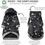 Rocky – The Orginal Lightweight Hooded TEE 100% Organic Cotton Dog Hoodie Pet Coat Sweater for Small, Medium, Large Dogs, Batty Black, Medium