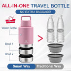 Insulated Dog Travel Water Bottle With Detachable Bowls, 3 In 1 Portable Dog Water Bottle Dispenser, Dog Accessories For Walking, Hiking, Camping, Outdoor (Pink-purple, 32 Oz)