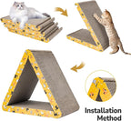 CATISM Cat Scratcher Cat Scratching Board - Foldable - Triangle, 6 Usable Sides Scratchers for Indoor Cats, Durable Recyclable Cats Cardboard Vertical(Pack of 3)