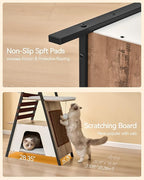 FourFurPets 72.4" Cat Tree, Modern Cat Tower for Indoor Cats, Multi-Level Cat Condo with Caves, Tall Cat Tree with Cat Scratching Board, Wooden Cat Tower with Large Perch, Removable Pads, Camel Brown