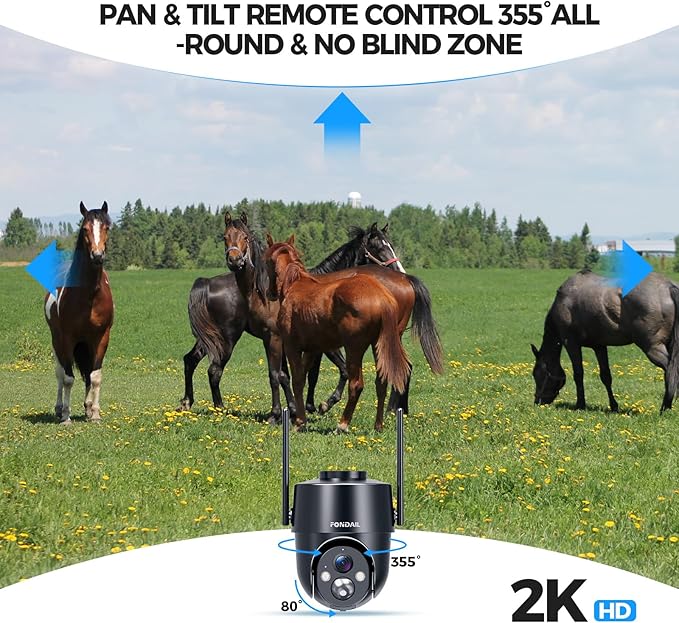 4G LTE Cellular Solar Security Camera Wireless Outdoor, No WiFi Solar Powered Camera, 360° Live View, 2K Color Night Vision, PIR Detection, 2-Way Audio, Motion Alert, Built in SIM Card, Easier to use